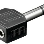 Adapter Klinke male 6,3mm stereo / 2x Klinke female 3,5mm stereo